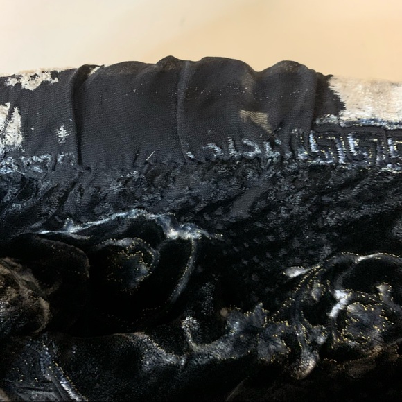 Gianni Versace Black Gray Lambswool Velvet Trim Throw Blanket 70 x 70 Italy - Picture 7 of 8